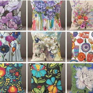 Flowers Cushion Cover/Digital Art Decor/Summer Trend Cushion Case|/Sofa Seat Decor Pillow Cover/Farmhouse Decor/Multicolored Flowers
