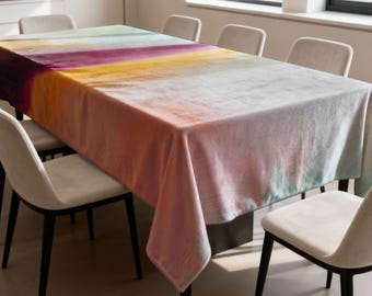 Modern Abstract Tablecloth, Colorful Gradient Dining Table Cover, Contemporary Table Linen Made to Order
