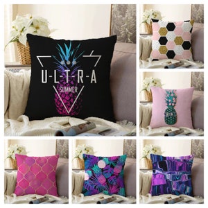 Pineapple Tropical Pillow Cover, Fruit Cushion Case, Colourful Living Room Decoration, Modern Bedroom Throw Pillow Top, Housewarming Gift