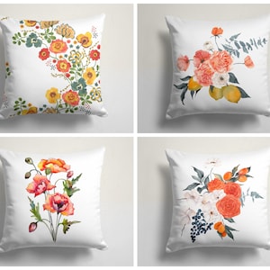 Spring Flower Cushion Cover|Rose throw pillow case|Modern floral Cushion case|Garden pillow cover|Gift for her cushion|Handmade material