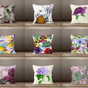 Purple flower Cushion Cover|Lilac pillow case|Decorative throw pillow cover|Home Decor Cushion Case|Gift cushion for her