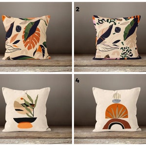 Abstract Cushion Cover with Green, Orange Colours/Abstract Sofa Cushion Cover/Leaves Cushion Case/Decorative Case Throw Pillow/Gift For Her