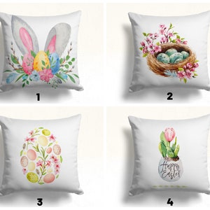 Funda de cojín rosa de Pascua, funda de cojín con diseño de conejo, funda de cojín con diseño de conejito, funda de cojín con diseño de feliz Pascua, cojín decorativo con diseño de huevo de Pascua.