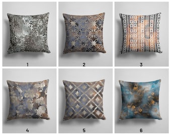Abstract Pillow Cover/Grey Blue Home Decor/Modern Pillow Case/Digital Print Decor/Rustic Home Decoration/Sitting Room Decor/ Gift For Her