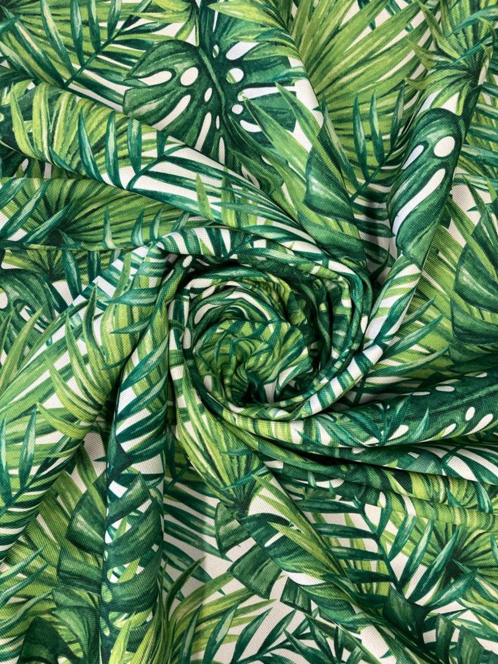 Green Palm Leaves Tropical Fabric for Curtain Upholstery | Etsy