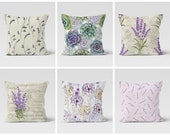 Lavender plant Cushion Cover Purple pillow case Lilac Cushion case Aloe vera pillow cover Gift for her cushion Handmade material