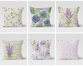 Lavender plant Cushion Cover|Purple pillow case|Lilac Cushion case|Aloe vera pillow cover|Gift for her cushion|Handmade material