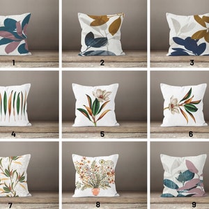 Flower cushion cover/Plants pillow case/Decorative modern green leaf home textiles/Boho plant garden pillow/Housewarming gift