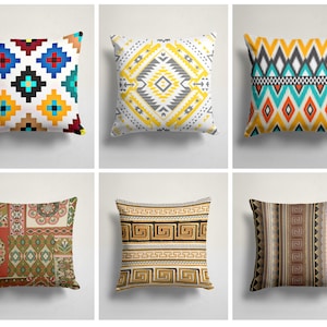 Housse de coussin à imprimé kilim|Taie d&#39;oreiller tapis de ferme|Taie de coussin de salon ethnique|Taie d&#39;oreiller authentique|Cadeau pour elle|Matériau fait main