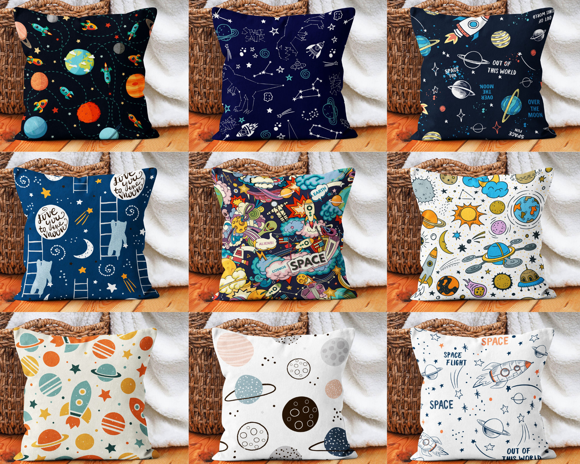 ABAKUHAUS Galassia Federe Cuscini Stampata, Pianeta Outer Space Scene, Decorativo e Dimensioni Standard, 90 cm x 50 cm, Dark Blue Grey