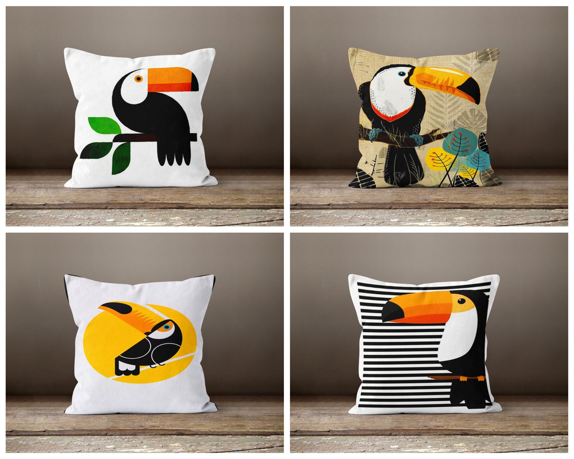 オオハシ鳥の枕カバー|動物の枕カバー|ガーデンパーティーのクッション