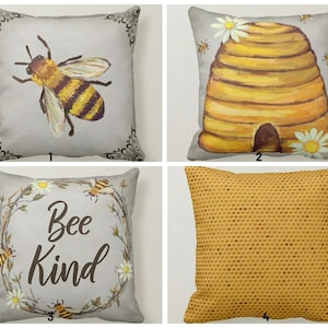 Funda de cojín con diseño de abeja, funda de almohada con diseño de abeja reina, impresión digital de abeja amarilla y negra, funda de cojín con diseño de colmena y miel, para jardín y hogar.