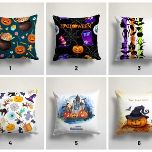 Happy Halloween Pillow Case/Cute Black Cat and Funny Pumpkin Cushion Cover/Carved Orange Pumpkin with  and Bat Cushion Cover/Gift For Her