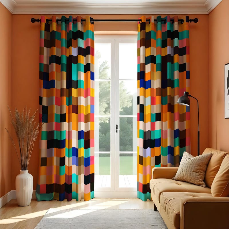 Color Block Drapes - Etsy