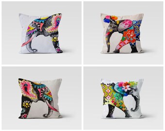 Elephant cushion cover/Asian,African elephant ethnic pillow case/Bedroom, living room cushion cover decor/Housewarming throw cushion case