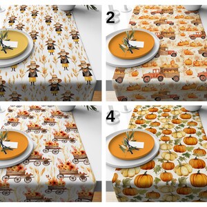 Halloween Spooky Pumpkin Table Runner, Trick or Treat Dining Room Decor, Haunted House, Fall Autumn, Halloween Gift