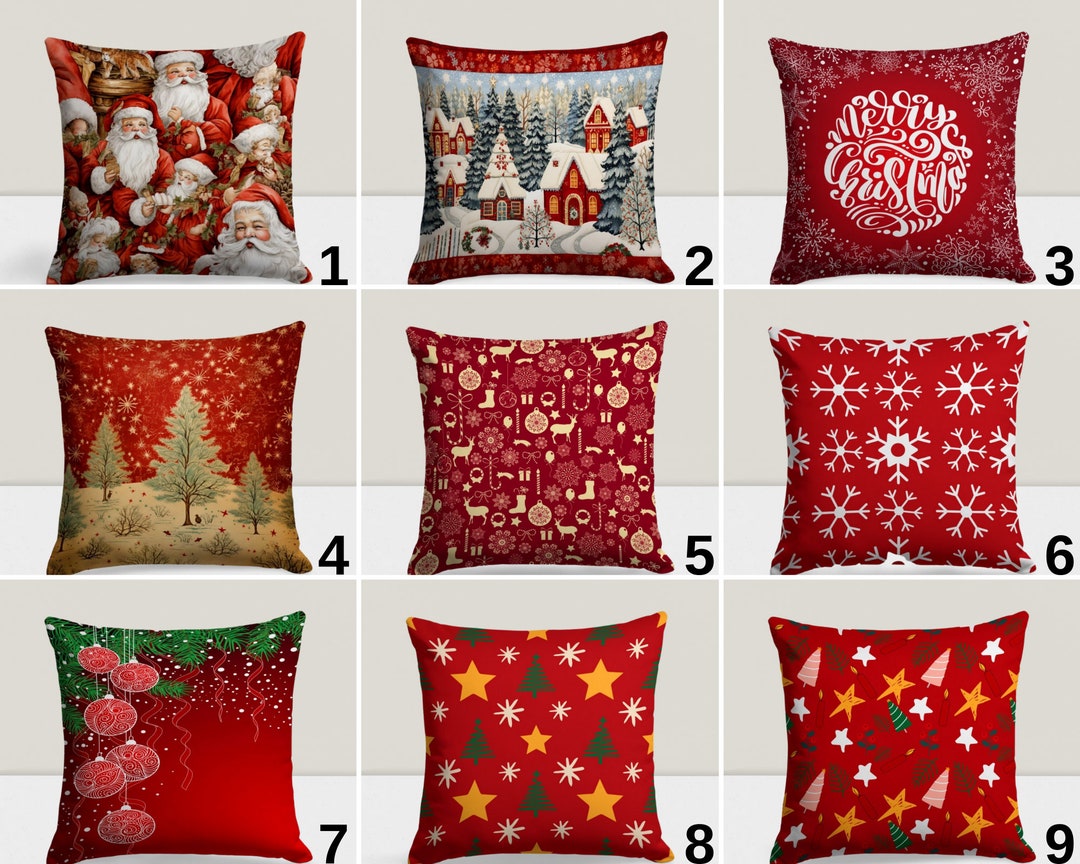 Merry Christmas Cushion Cover, Santa, Snowflake, Winter Decor, Festive