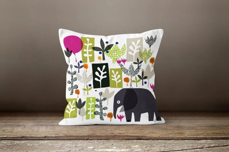 Elephant Throw Pillow Cover/animal Pattern Garden Throw