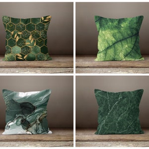 Dark Green Cushion Cover|Marble effect pillow case|Modern flower Cushion|Garden throw pillow cover|Gift for her cushion|Handmade material