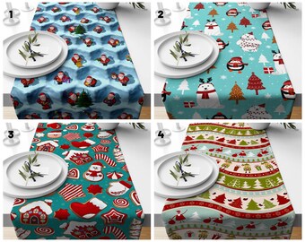 Snowman Table Runners/Xmas Dinner Table Festive Christmas Decor/Xmas Tablecloth/Kitchen Decor/Christmas Party  Decorations/Christmas For Her
