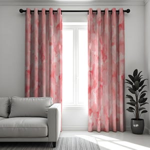 Soft Pink Abstract Watercolor Curtains, Blush Pink Drapes, Modern Artistic Window Treatment, Custom Sizes Available