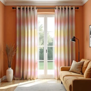 Pastel Ombre Curtains, Soft Gradient Window Drapes, Modern Blush Peach Decor for Living Room or Bedroom