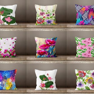 Colorful Flower Cushion Cover|Exotic floral Decorative pillow case|Housewarming Cushion cover|Home Decor Cushion Case|Gift for her cushion