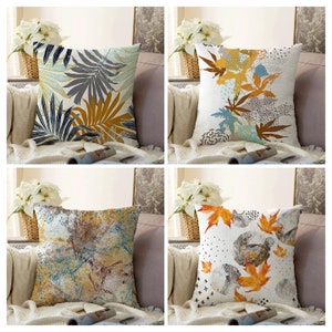 Autumn Leaves Cushion Cover, Flower Pillow Case,Maple Leaves Pillow Cover, Paint Effect Abstract Living Room Decoration, Bedroom Decor