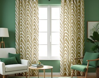Tende a zigzag beige, tende moderne con motivo a zigzag, pannelli per finestre su misura, tende geometriche neutre per soggiorno o camera da letto - Italia