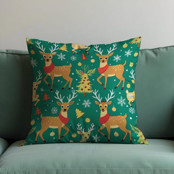 Sunboom Juego De 4 Fundas De Almohada De Navidad De 18 X 18 Pulgadas, Decoración De Casa De Campo Navideña, Fundas De Almohada De Invierno, Fundas De Almohada De Lino Con