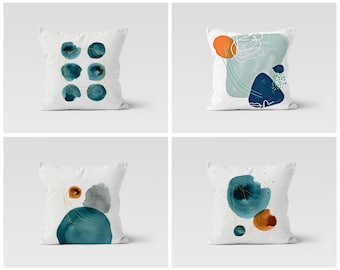 Funda de cojín abstracta/Funda de almohada geométrica turquesa/Funda de cojín para fiesta en el jardín/Funda de cojín para inauguración de la casa/Regalo para ella/Material hecho a mano