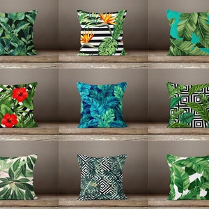 Kussensloop groene palmbladeren|Kussenhoes van palmblad|Decoratieve kussensloop|Kussenhoes woondecoratie|Cadeau voor haar kussen|Handgemaakt materiaal