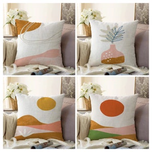 Sun Abstract Cushion Cover, Modern Flower Pillow Case, Mid Century Modern Living Room Decoration, Colourful Bedroom Decoration, Gift For Her