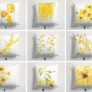 Yellow cushion cover/Yellow flower pillow case/Spring breeze living room pillow cover/Decorative cushion case/Yellow flower garden decor