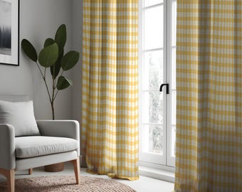 Tenda a pacchetto con ricamo, per cucina, soggiorno, camera da letto, giallo, larghezza 120 x altezza 140 cm