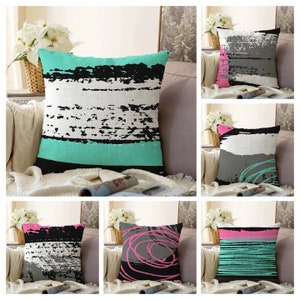 Abstract Cushion Cover, Colorful Retro Style Pillow Case, Art Print Pillow Cover, Modern Decorative Cushion Case, Minimalist Pillow Covers