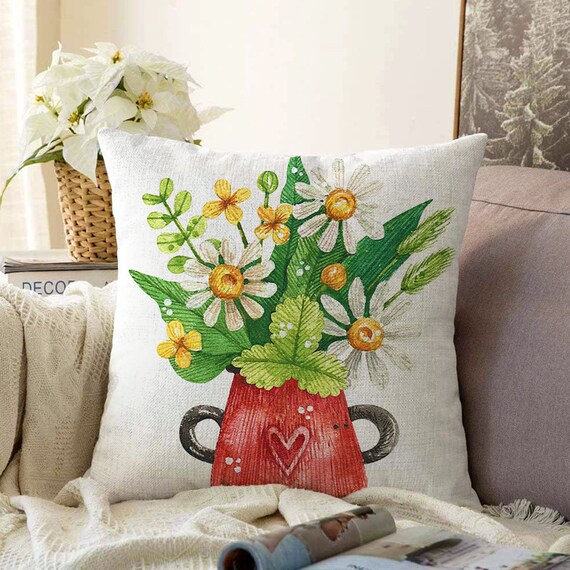 花柄枕カバー、花柄クッションケース、キッチン装飾、リビングルーム
