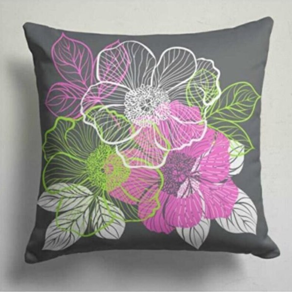 Funda De Almohada Decorativa Con Tampado De Plantas Y Flor