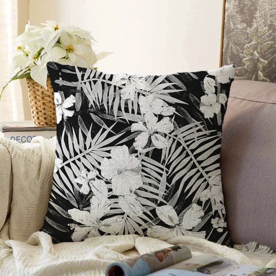 Juego De 2 Fundas De Cojín 16x16" - Estampado Floral Acuarela En Verde Azulado Y Marrón, Decoración Moderna