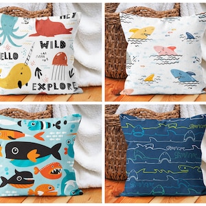 Funda de cojín infantil con diseño de ballena, funda de almohada con forma de animal marino, funda de cojín infantil para dormir con diseño de ballena salvaje, funda de almohada decorativa para guardería, regalo para niños