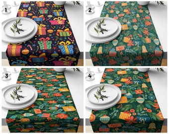 Camino de mesa navideño, mantel festivo, camino de mesa decorativo de Feliz Navidad, camino de mesa para comedor, caminos de mesa de tendencia invernal, regalo de Navidad