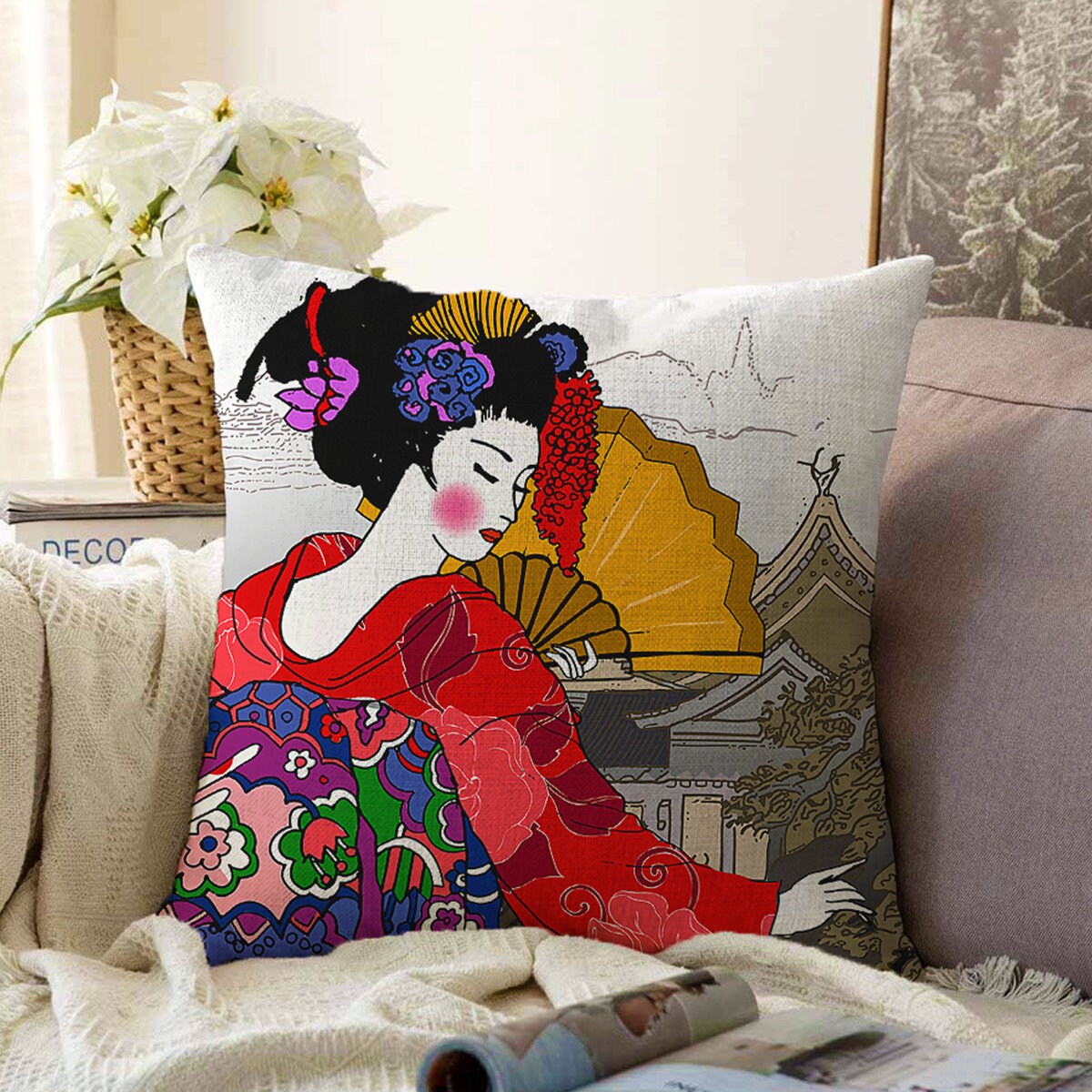 Taie Oreiller 160x50 Cm Femme Housse De Coussin Japon