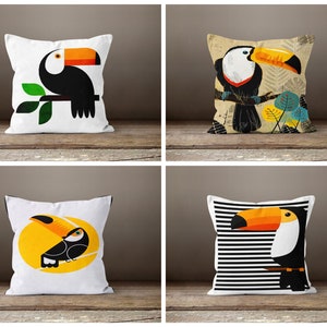 Toucan Bird Pillow cover|Animal pillow case|Garden party cushion cover|Jungle Cushion Case|Gift for her|Handmade material
