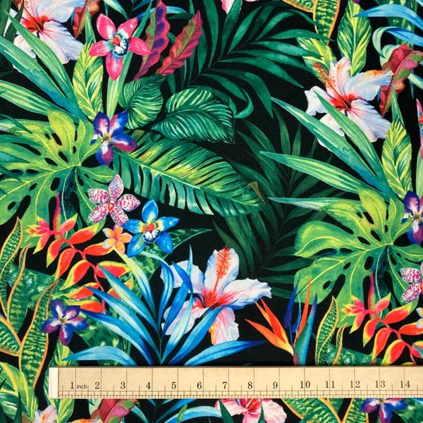 View of Tropical Print Fabric - Etsy