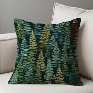 Federa per cuscino con motivo a foresta di pini, federa per cuscino ispirata alla natura verde scuro, decorazione per casa rustica o in stile baita, federa per cuscino di qualsiasi dimensione.
