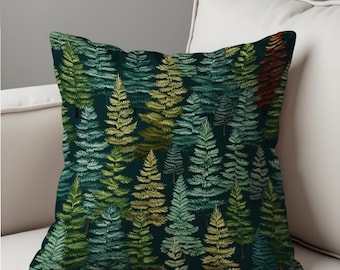 Pine Tree Forest Cushion Cover, Dark Green Nature Inspired Woodland Pillow Case, Cabin or Rustic Home Decor, Any Size Pillow Cover