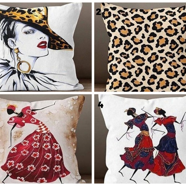 Decorative Women Face Cushion Cover/Modern Cushion Case/Native Ladies Design Pillow Cover/Art Deco Throw Pillow Case/Housewarming Gift