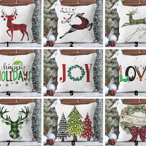 Winter Christmas Deer Pillow Cover/Deer Pattern Christmas Pillow Cover/Christmas Cushion Cover/Christmas Wreath and Glass Tree Pillow Cover