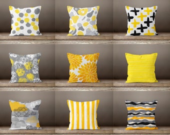 Yellow and grey 2025 cushion covers