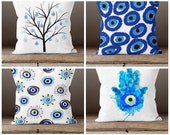 Housse coussin nuances bleus Tensira